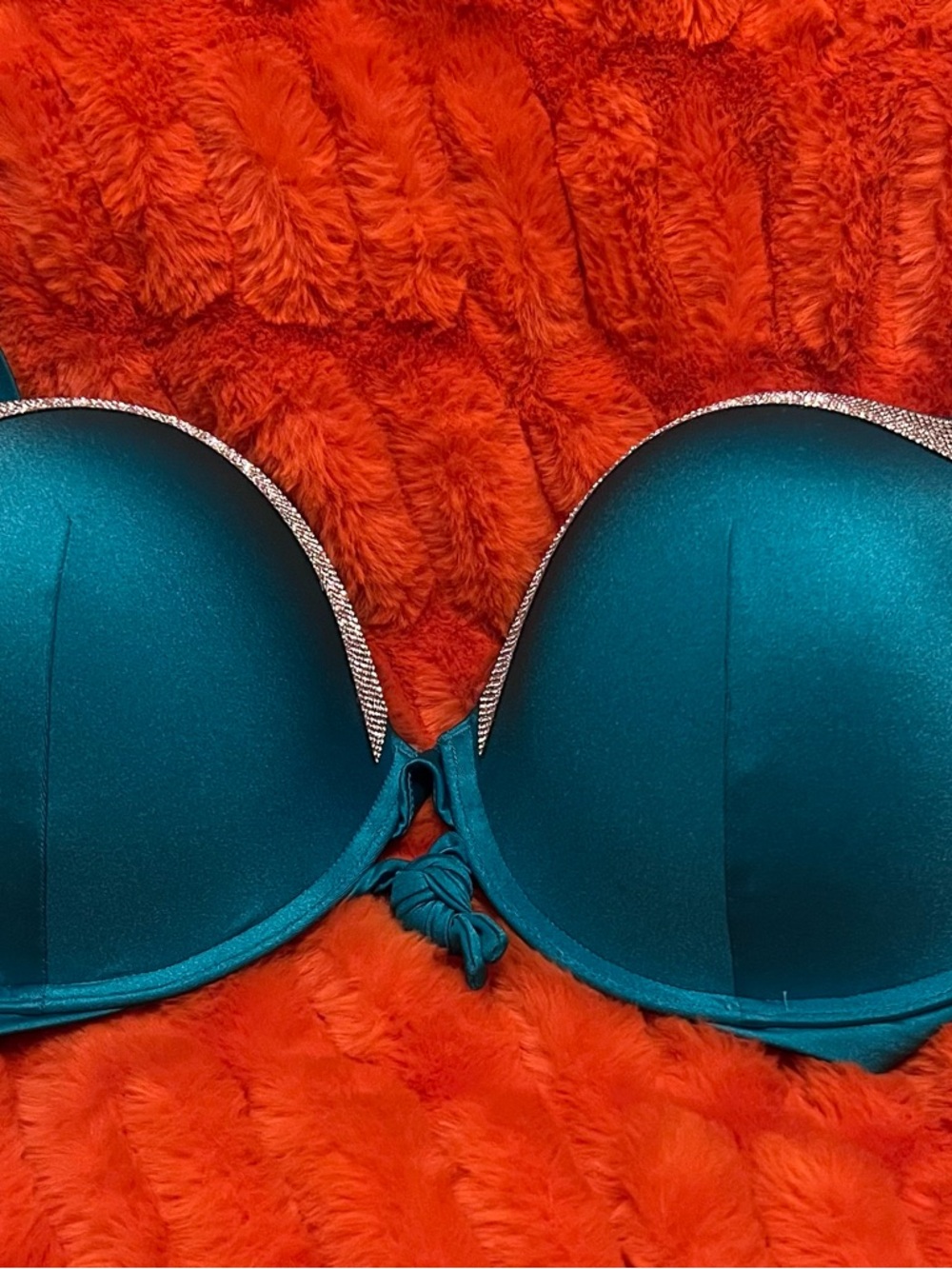 Victoria Secret 36DDD VERY SEXY Push Up Bikini Top Set Shine Capri Sea Blue